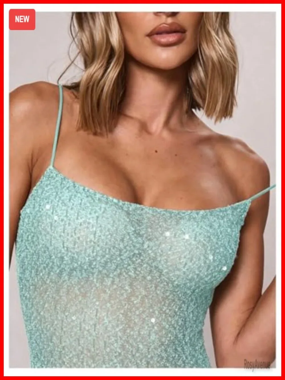 Women's See Through Sparkly Sleeveless Mesh Cami Maxi Cover Up Dress